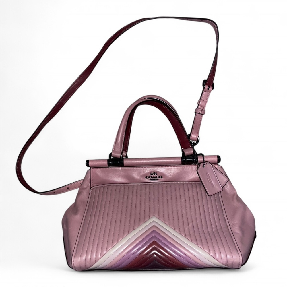 Authentic Grace Coach Bag with Pink Ombré Chevron Quilting and Crossbody Strap